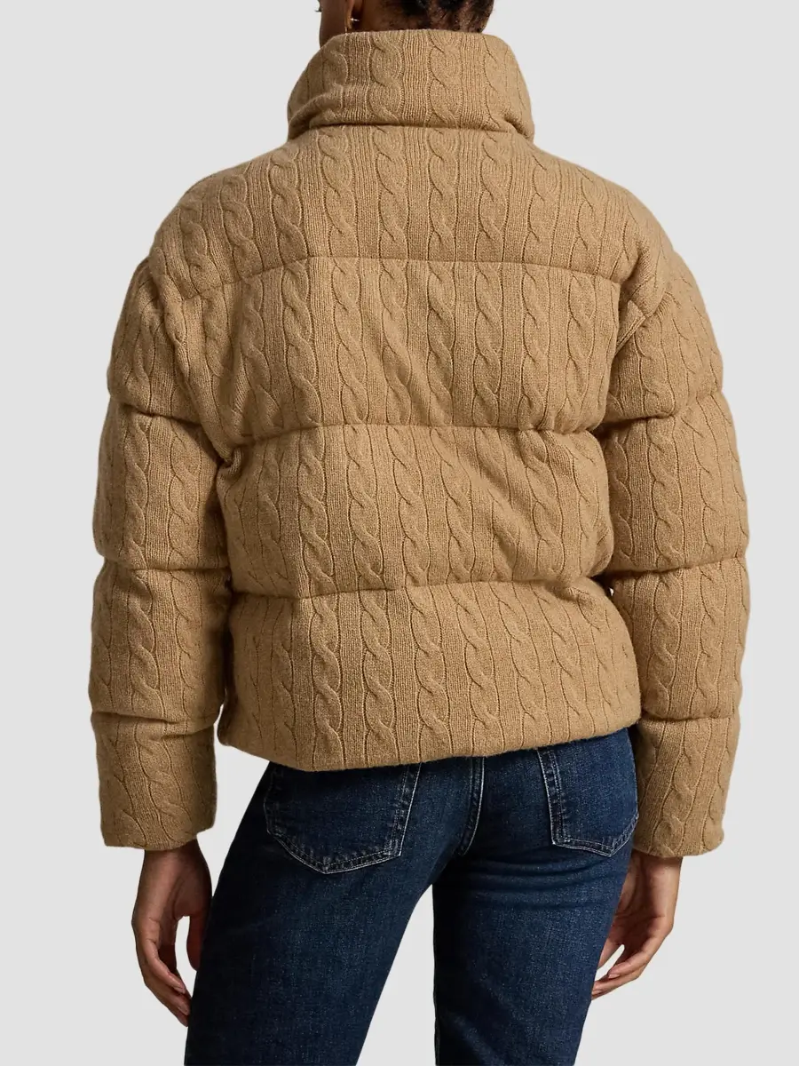 Polo Ralph Lauren Women's Cable-Knit Wool-Cashmere Puffer Jacket | Thumbnail 3
