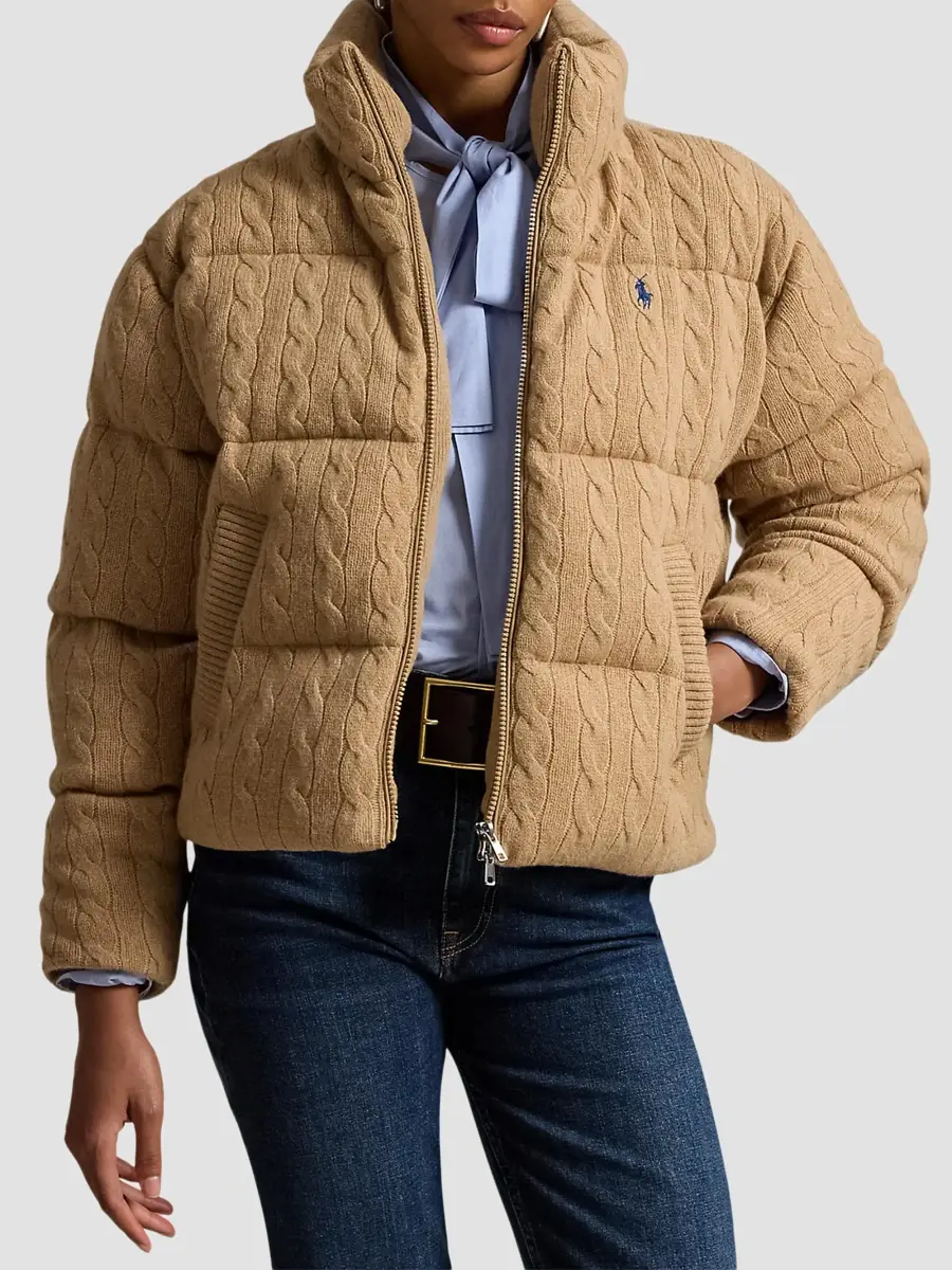 Polo Ralph Lauren Women's Cable-Knit Wool-Cashmere Puffer Jacket | Thumbnail 4