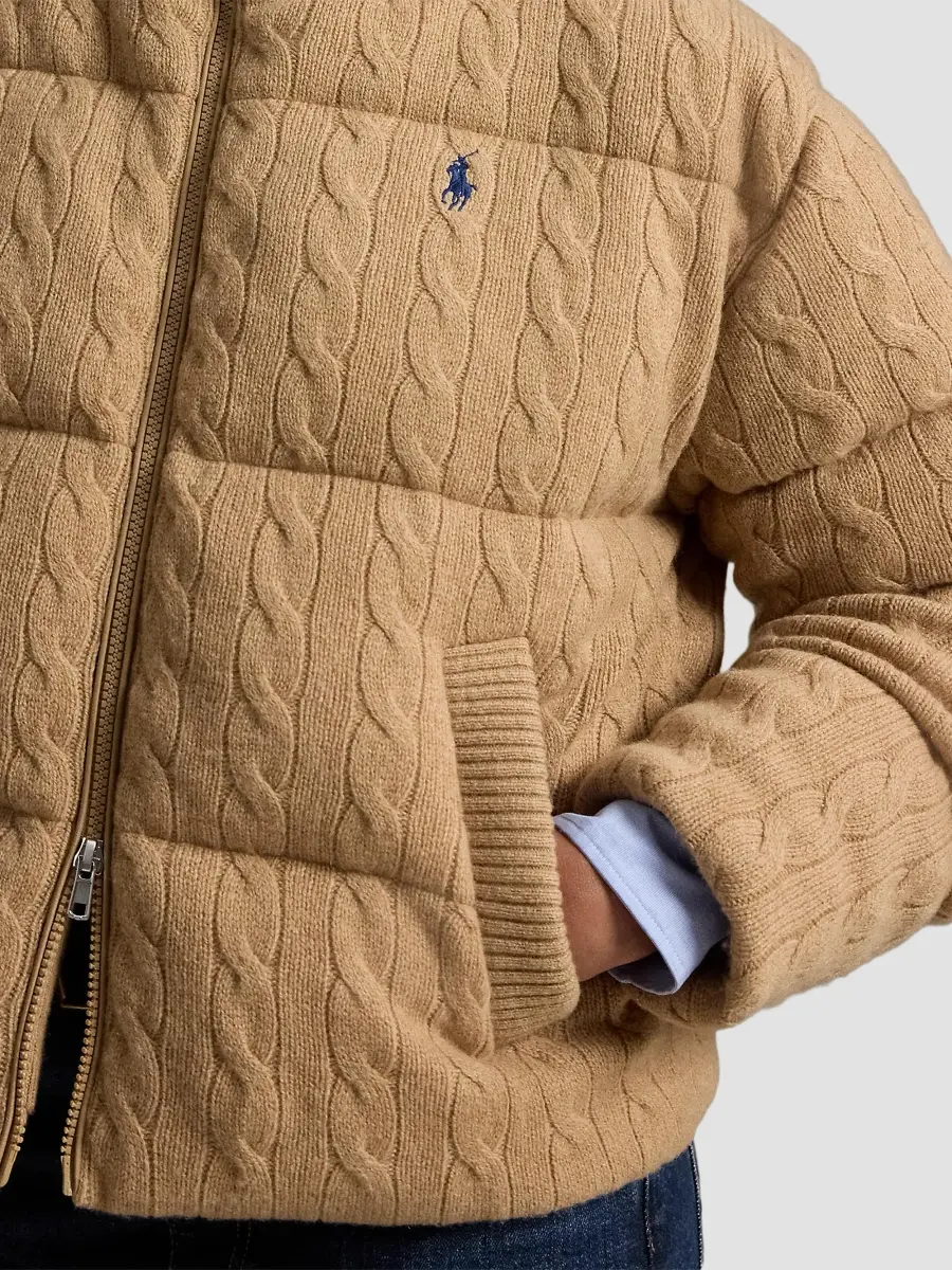 Polo Ralph Lauren Women's Cable-Knit Wool-Cashmere Puffer Jacket | Thumbnail 5