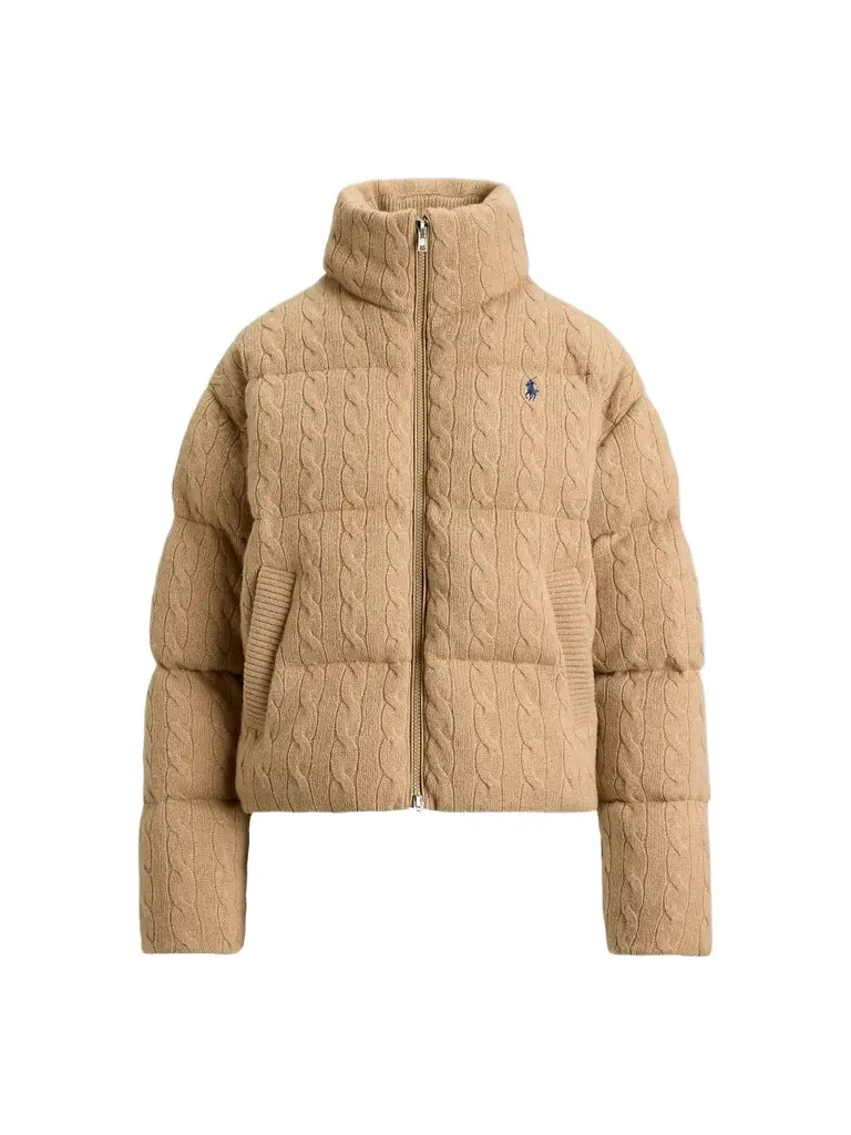 Women's Cable-Knit Wool-Cashmere Puffer Jacket