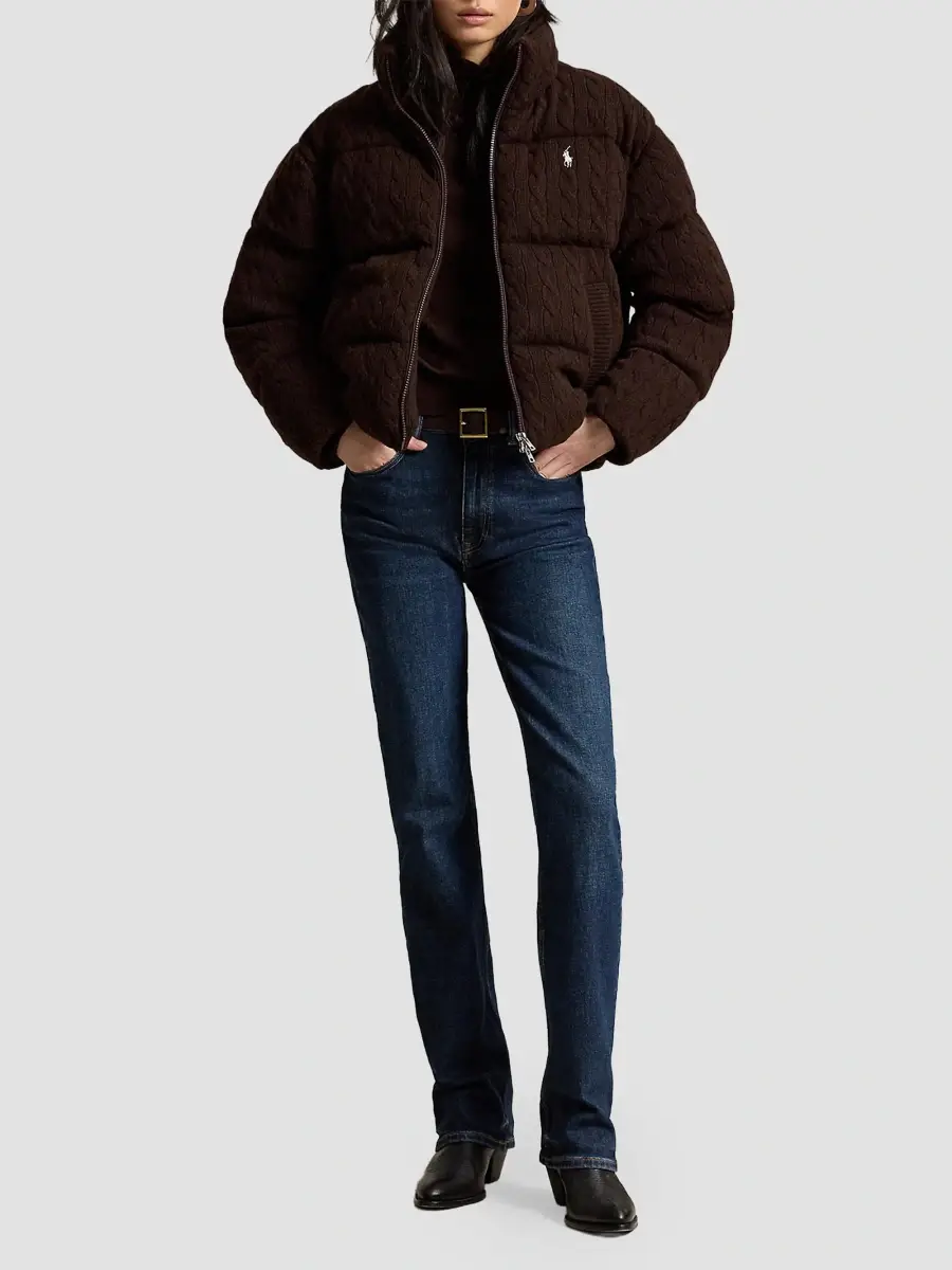 Polo Ralph Lauren Women's Cable-Knit Wool-Cashmere Puffer Jacket | Thumbnail 2