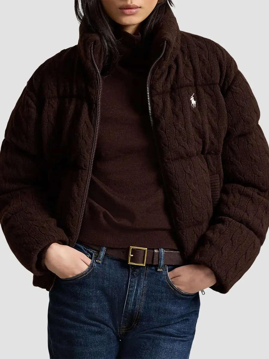 Polo Ralph Lauren Women's Cable-Knit Wool-Cashmere Puffer Jacket | Thumbnail 4