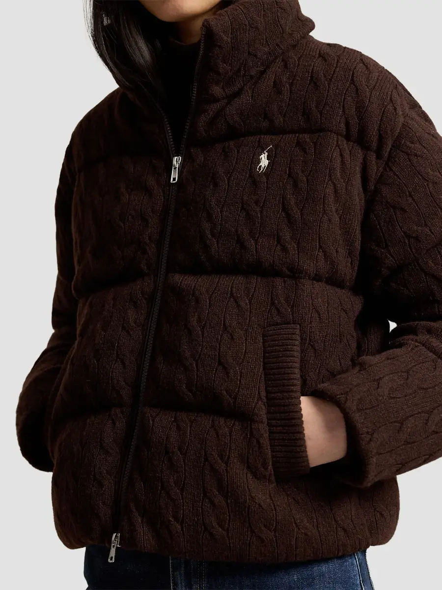 Polo Ralph Lauren Women's Cable-Knit Wool-Cashmere Puffer Jacket | Thumbnail 5
