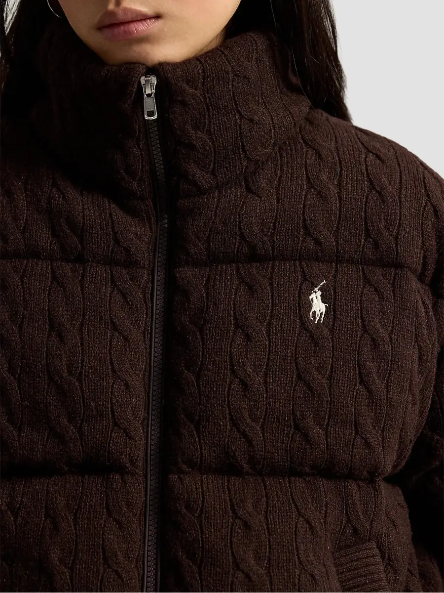 Polo Ralph Lauren Women's Cable-Knit Wool-Cashmere Puffer Jacket | Thumbnail 6
