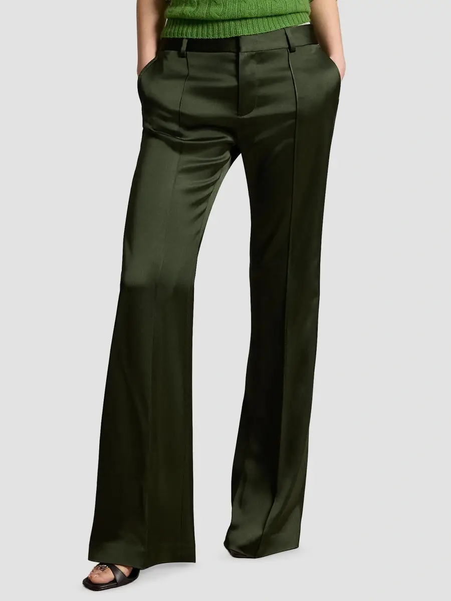 Polo Ralph Lauren Women's Satin Flared Mid-Rise Pants | Thumbnail 4 Polo Ralph Lauren Women's Satin Flared Mid-Rise Pants | Thumbnail 4