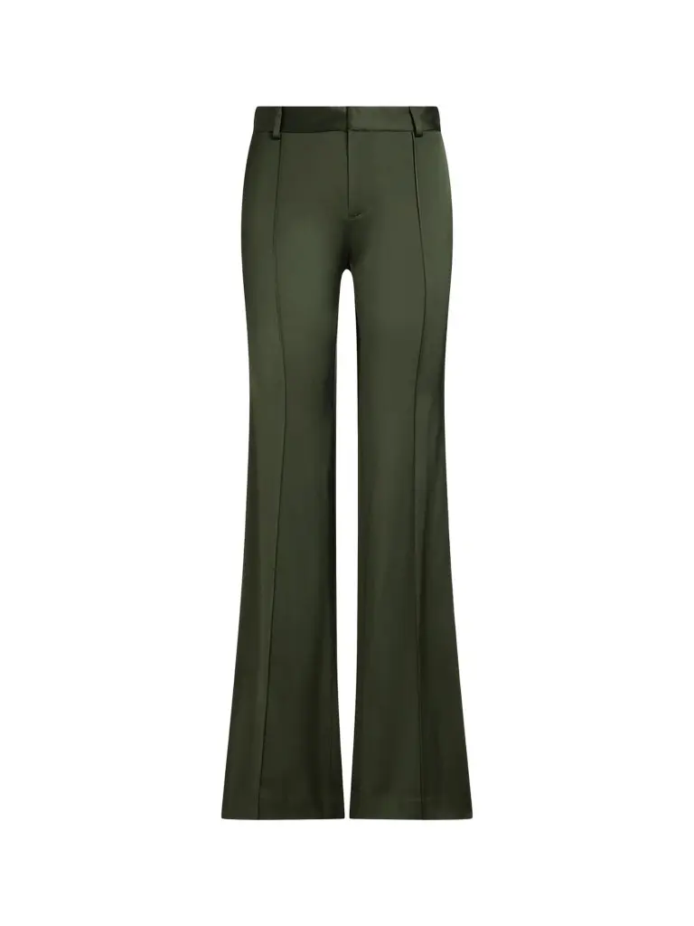 Women's Satin Flared Mid-Rise Pants