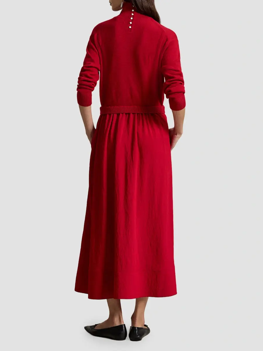 Polo Ralph Lauren Women's Wool & Crepe Turtleneck Midi Dress | Thumbnail 3 Polo Ralph Lauren Women's Wool & Crepe Turtleneck Midi Dress | Thumbnail 3