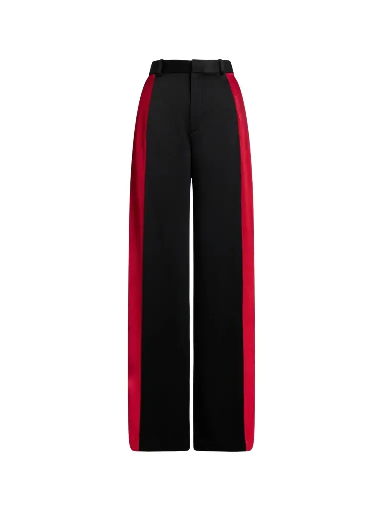 Women's Crepe Wide-Leg Tuxedo Pants