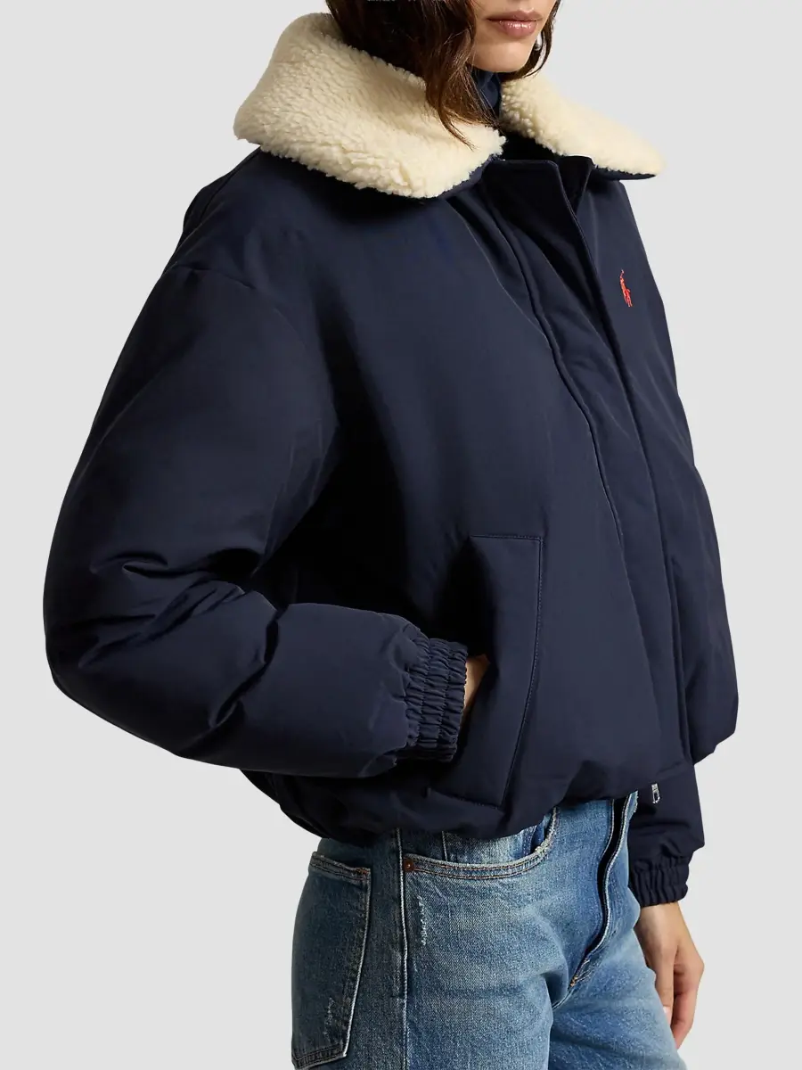 Polo Ralph Lauren Women's Matte Woven Down Bomber Jacket | Thumbnail 4 Polo Ralph Lauren Women's Matte Woven Down Bomber Jacket | Thumbnail 4