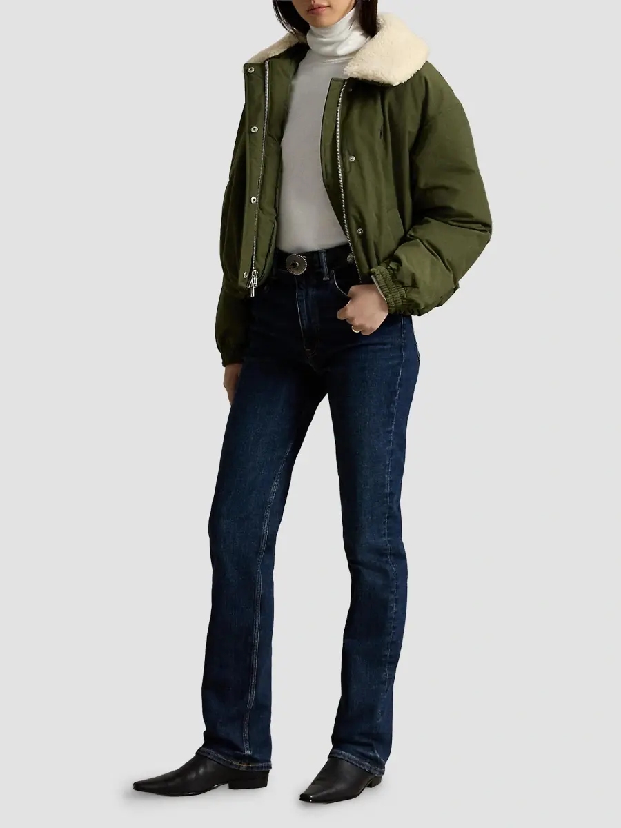Polo Ralph Lauren Women's Matte Woven Down Bomber Jacket | Thumbnail 2 Polo Ralph Lauren Women's Matte Woven Down Bomber Jacket | Thumbnail 2
