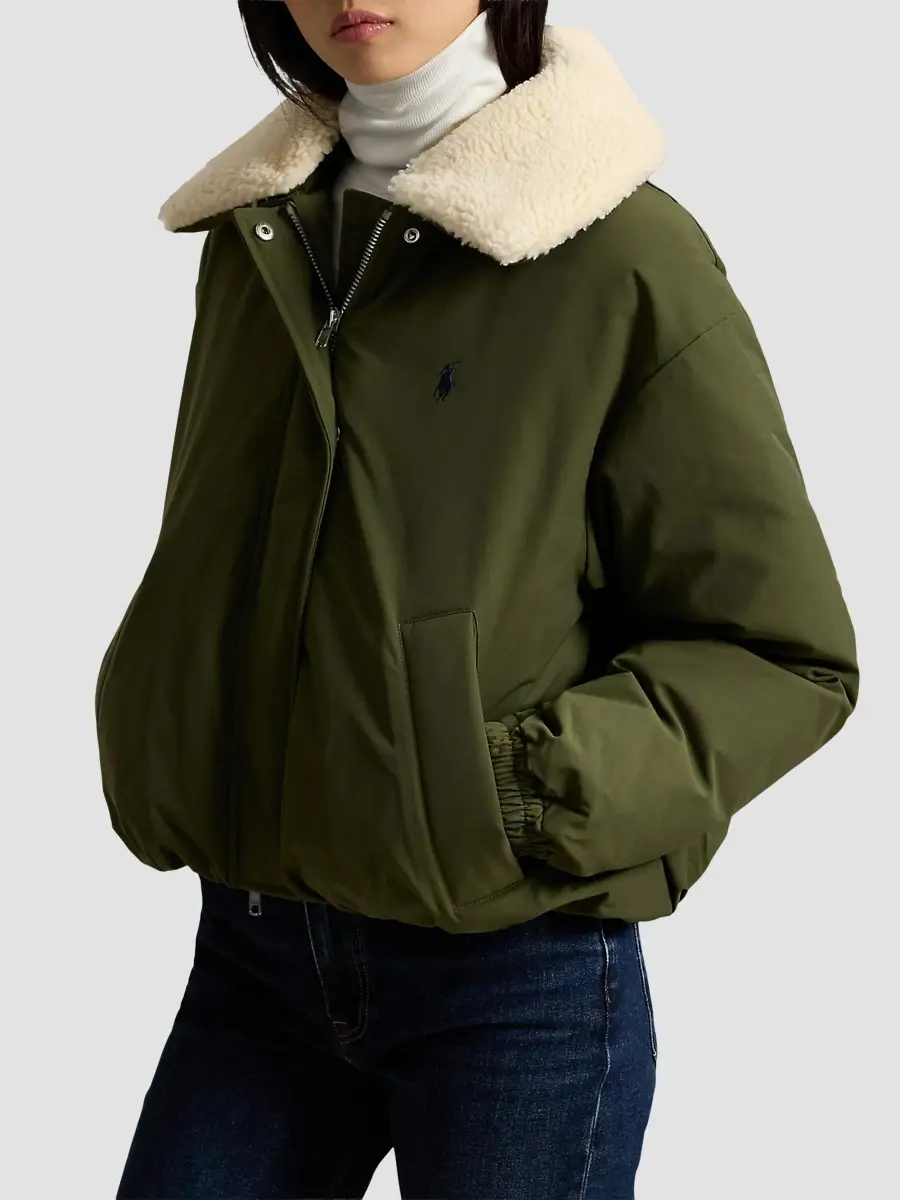 Polo Ralph Lauren Women's Matte Woven Down Bomber Jacket | Thumbnail 4 Polo Ralph Lauren Women's Matte Woven Down Bomber Jacket | Thumbnail 4