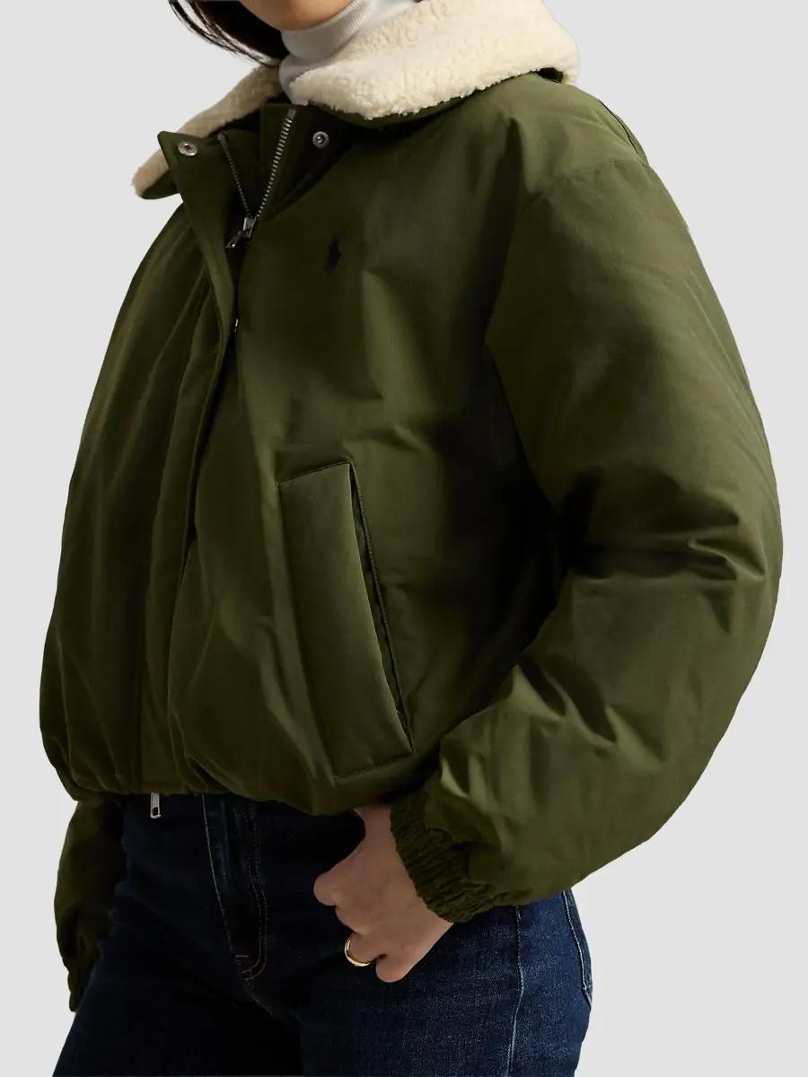 Polo Ralph Lauren Women's Matte Woven Down Bomber Jacket | Thumbnail 5 Polo Ralph Lauren Women's Matte Woven Down Bomber Jacket | Thumbnail 5