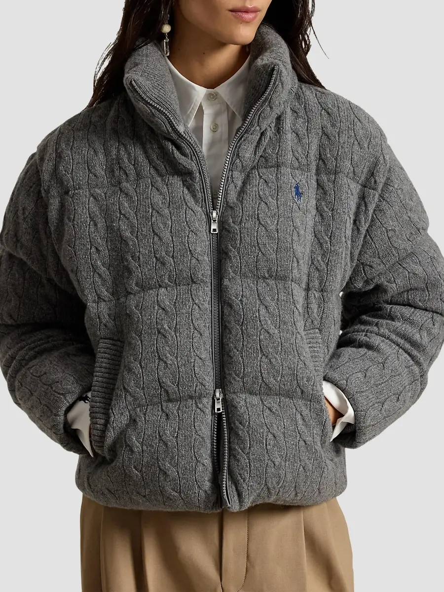 Polo Ralph Lauren Women's Cable-Knit Wool-Cashmere Puffer Jacket | Thumbnail 4