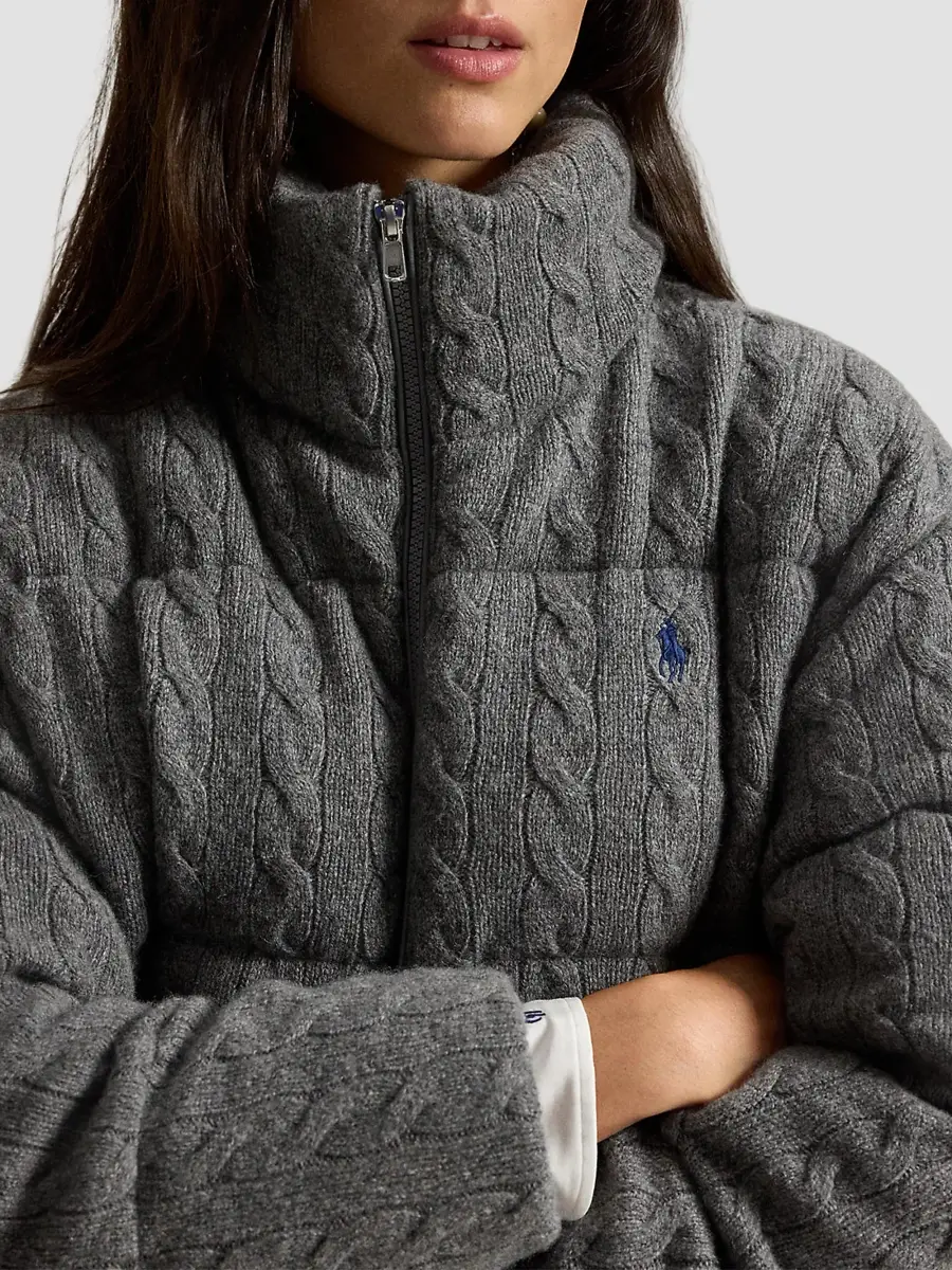 Polo Ralph Lauren Women's Cable-Knit Wool-Cashmere Puffer Jacket | Thumbnail 5