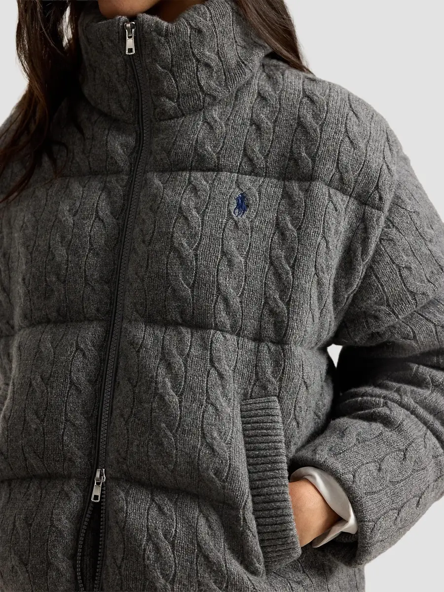 Polo Ralph Lauren Women's Cable-Knit Wool-Cashmere Puffer Jacket | Thumbnail 6