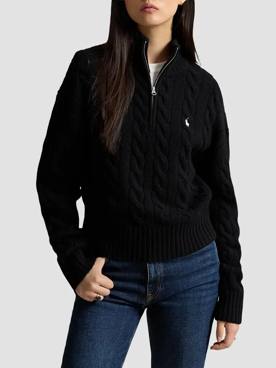 Polo Ralph Lauren Women's Cable-Knit Wool-Cashmere Half-Zip Sweater | Thumbnail 4 Polo Ralph Lauren Women's Cable-Knit Wool-Cashmere Half-Zip Sweater | Thumbnail 4