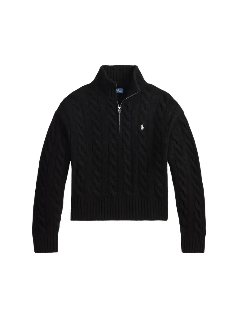 Women's Cable-Knit Wool-Cashmere Half-Zip Sweater