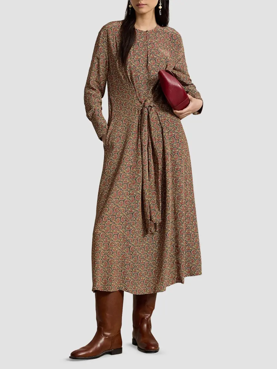 Polo Ralph Lauren Women's Printed Long-Sleeve Column Midi Dress | Thumbnail 2 Polo Ralph Lauren Women's Printed Long-Sleeve Column Midi Dress | Thumbnail 2