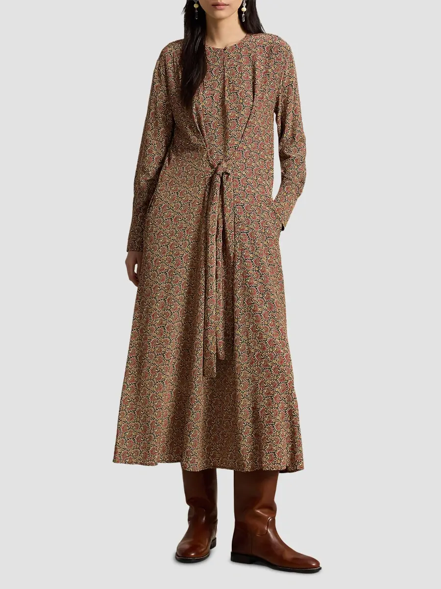 Polo Ralph Lauren Women's Printed Long-Sleeve Column Midi Dress | Thumbnail 4 Polo Ralph Lauren Women's Printed Long-Sleeve Column Midi Dress | Thumbnail 4