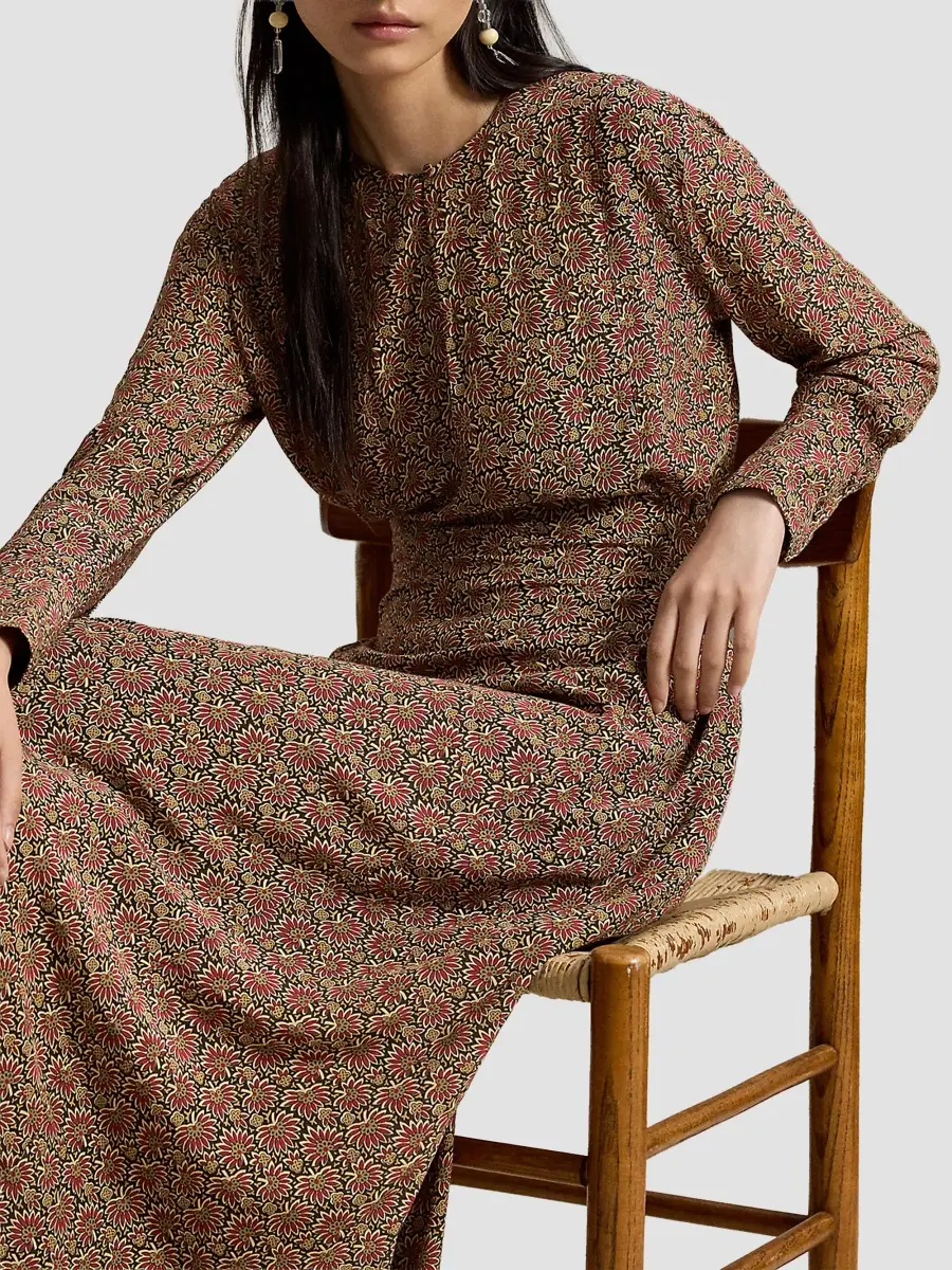 Polo Ralph Lauren Women's Printed Long-Sleeve Column Midi Dress | Thumbnail 7 Polo Ralph Lauren Women's Printed Long-Sleeve Column Midi Dress | Thumbnail 7