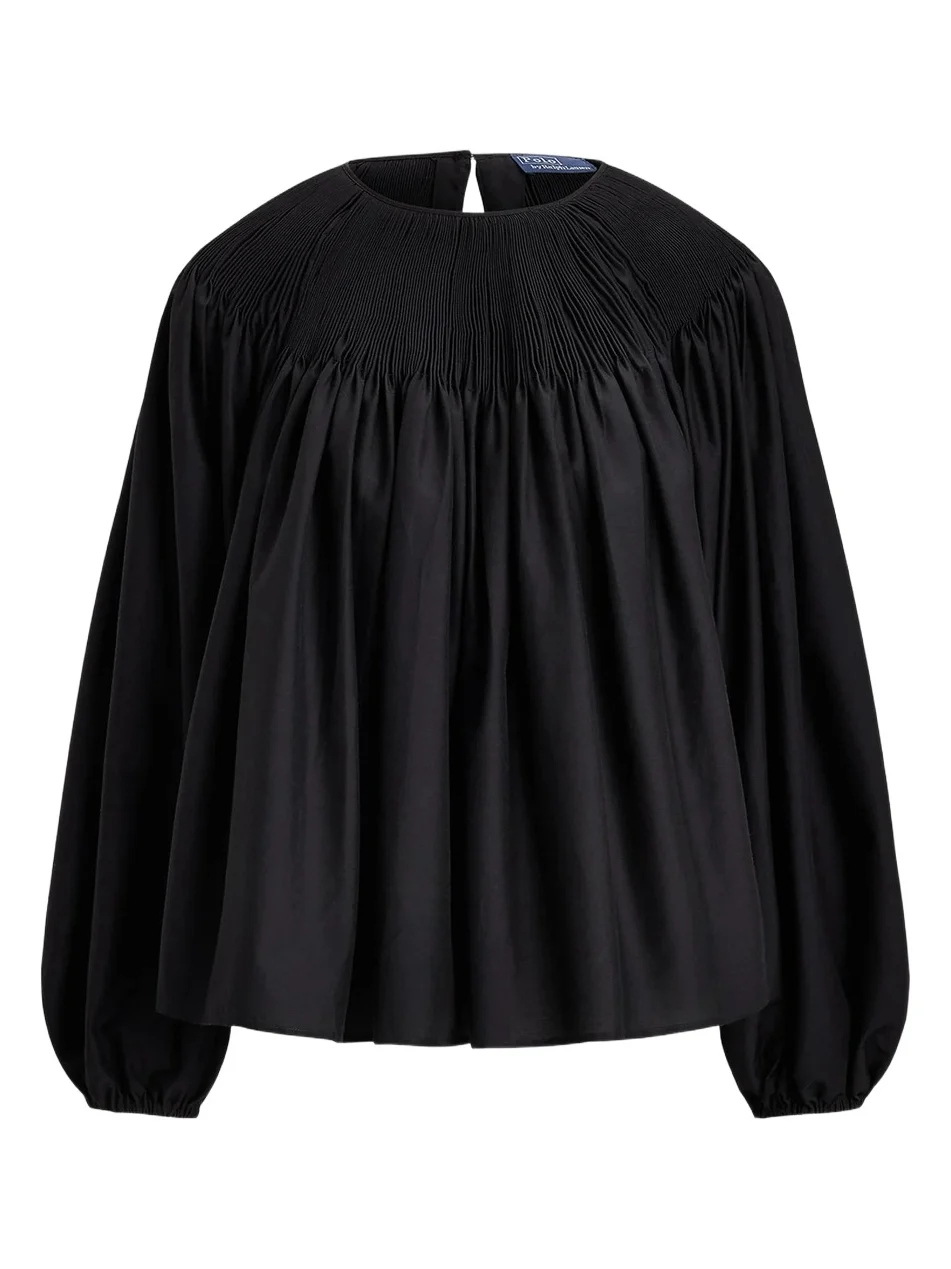 Women's Smocked Cotton-Silk Top Women's Smocked Cotton-Silk Top