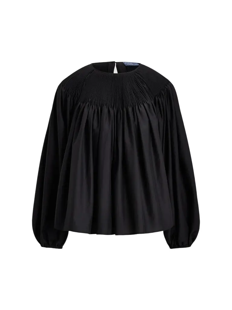 Women's Smocked Cotton-Silk Top Women's Smocked Cotton-Silk Top