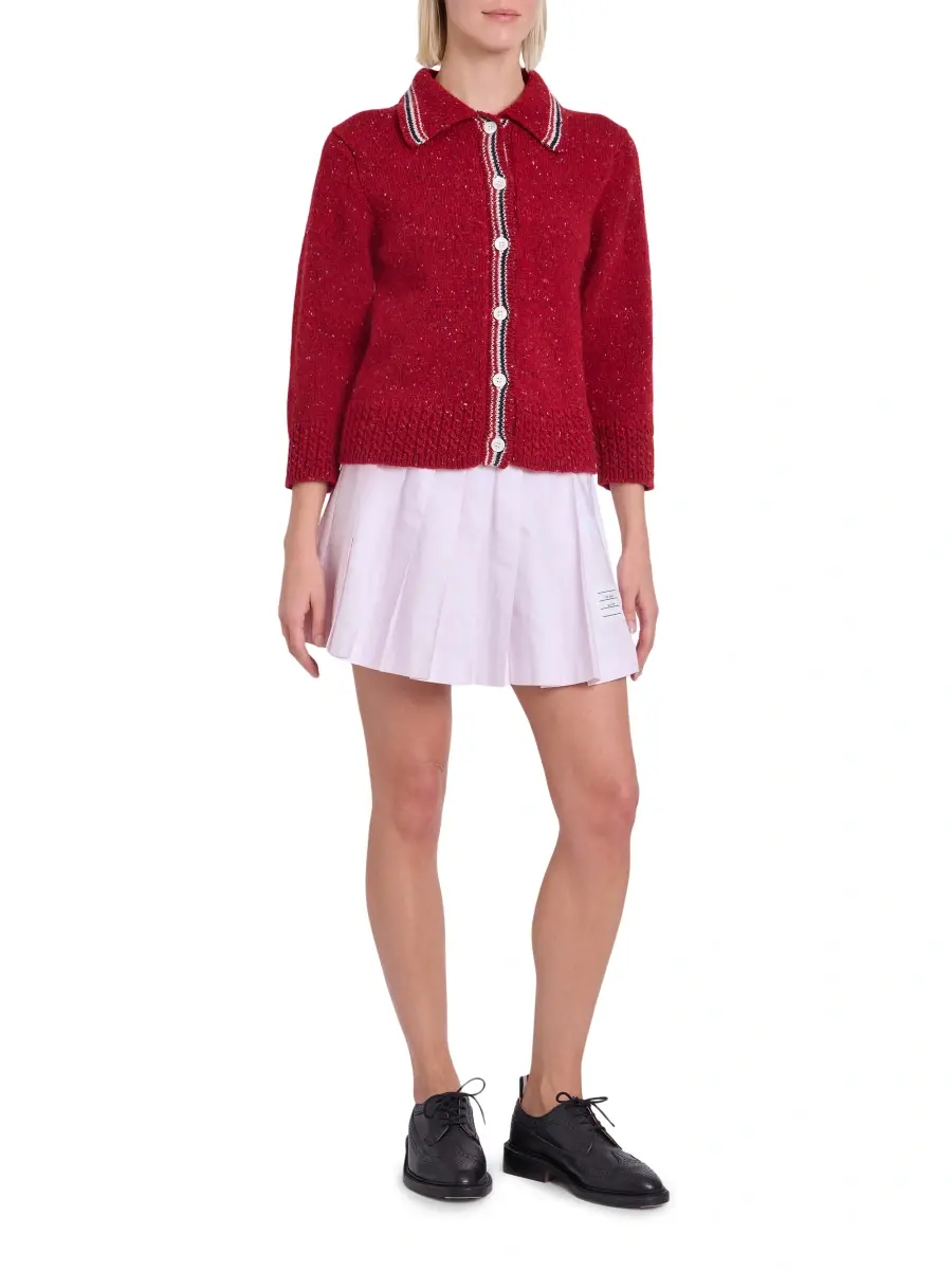 Thom Browne Women's Hector Wool-Mohair Pointelle Intarsia Cardigan | Thumbnail 2 Thom Browne Women's Hector Wool-Mohair Pointelle Intarsia Cardigan | Thumbnail 2