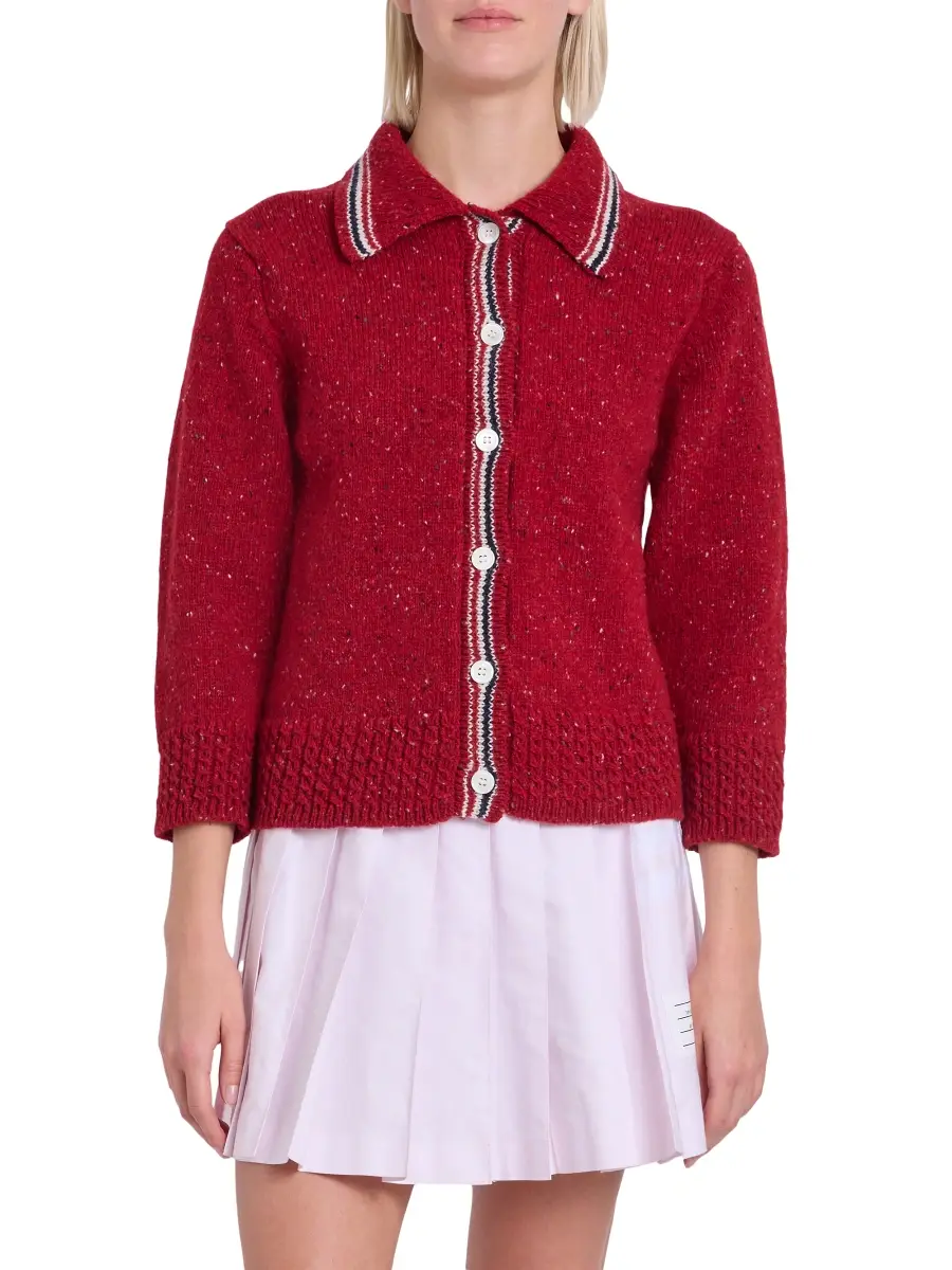 Thom Browne Women's Hector Wool-Mohair Pointelle Intarsia Cardigan | Thumbnail 3 Thom Browne Women's Hector Wool-Mohair Pointelle Intarsia Cardigan | Thumbnail 3