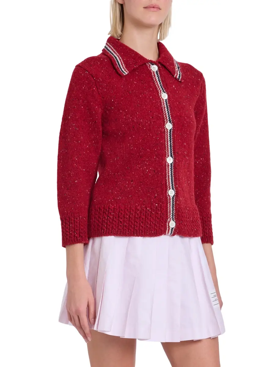 Thom Browne Women's Hector Wool-Mohair Pointelle Intarsia Cardigan | Thumbnail 4 Thom Browne Women's Hector Wool-Mohair Pointelle Intarsia Cardigan | Thumbnail 4