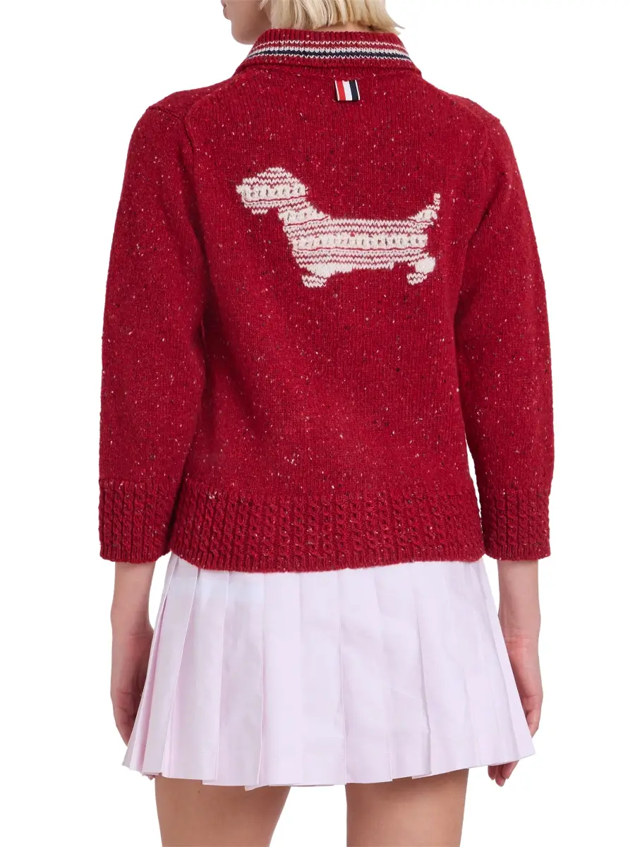 Thom Browne Women's Hector Wool-Mohair Pointelle Intarsia Cardigan | Thumbnail 5 Thom Browne Women's Hector Wool-Mohair Pointelle Intarsia Cardigan | Thumbnail 5