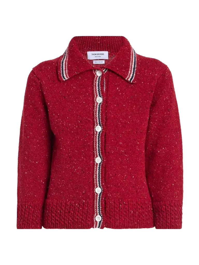 Women's Hector Wool-Mohair Pointelle Intarsia Cardigan