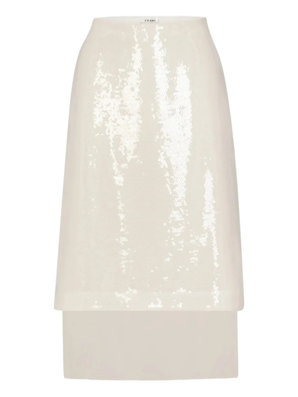 Frame Women's The Sequin Starlight Layered Silk Midi Skirt