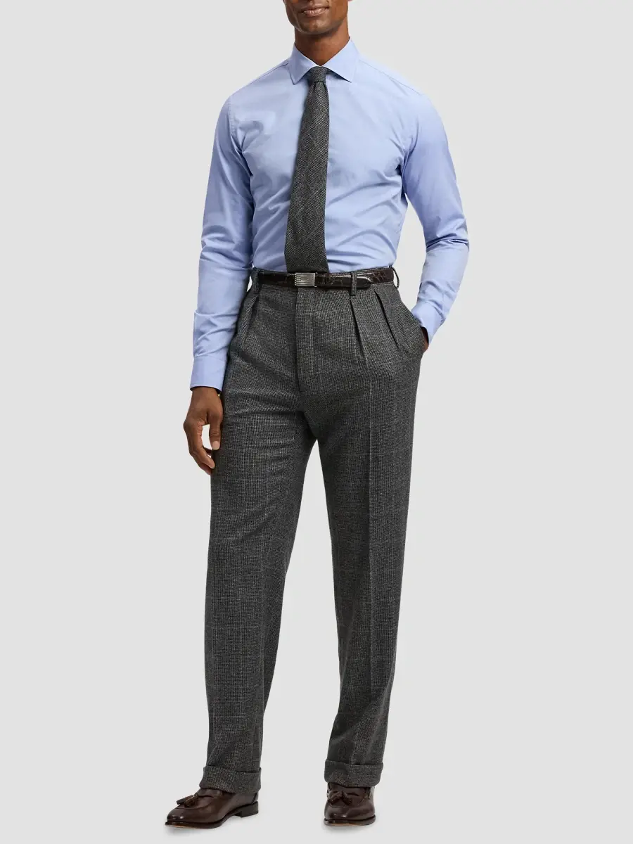 Ralph Lauren Purple Label Men's Glenn Checked Wool-Cashmere Trousers | Thumbnail 2