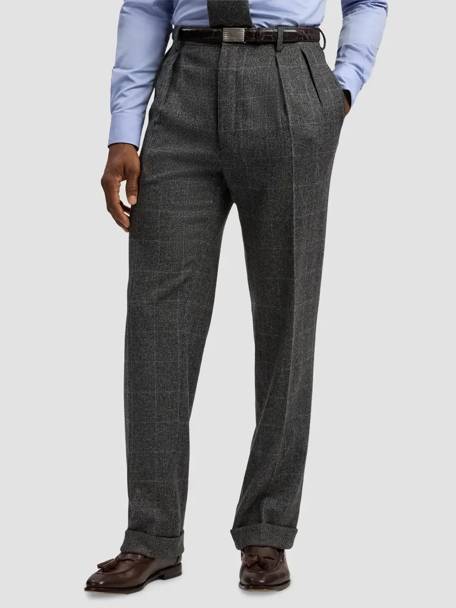 Ralph Lauren Purple Label Men's Glenn Checked Wool-Cashmere Trousers | Thumbnail 4
