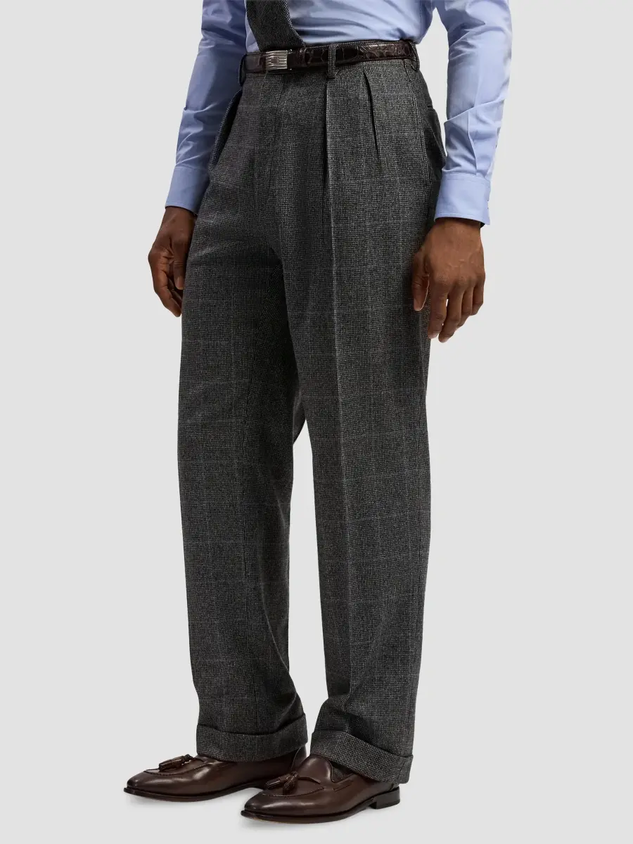Ralph Lauren Purple Label Men's Glenn Checked Wool-Cashmere Trousers | Thumbnail 6