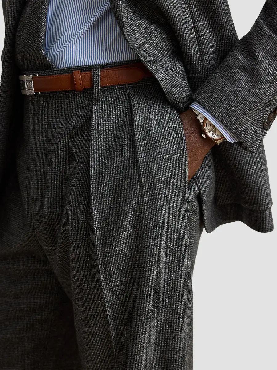 Ralph Lauren Purple Label Men's Glenn Checked Wool-Cashmere Trousers | Thumbnail 7