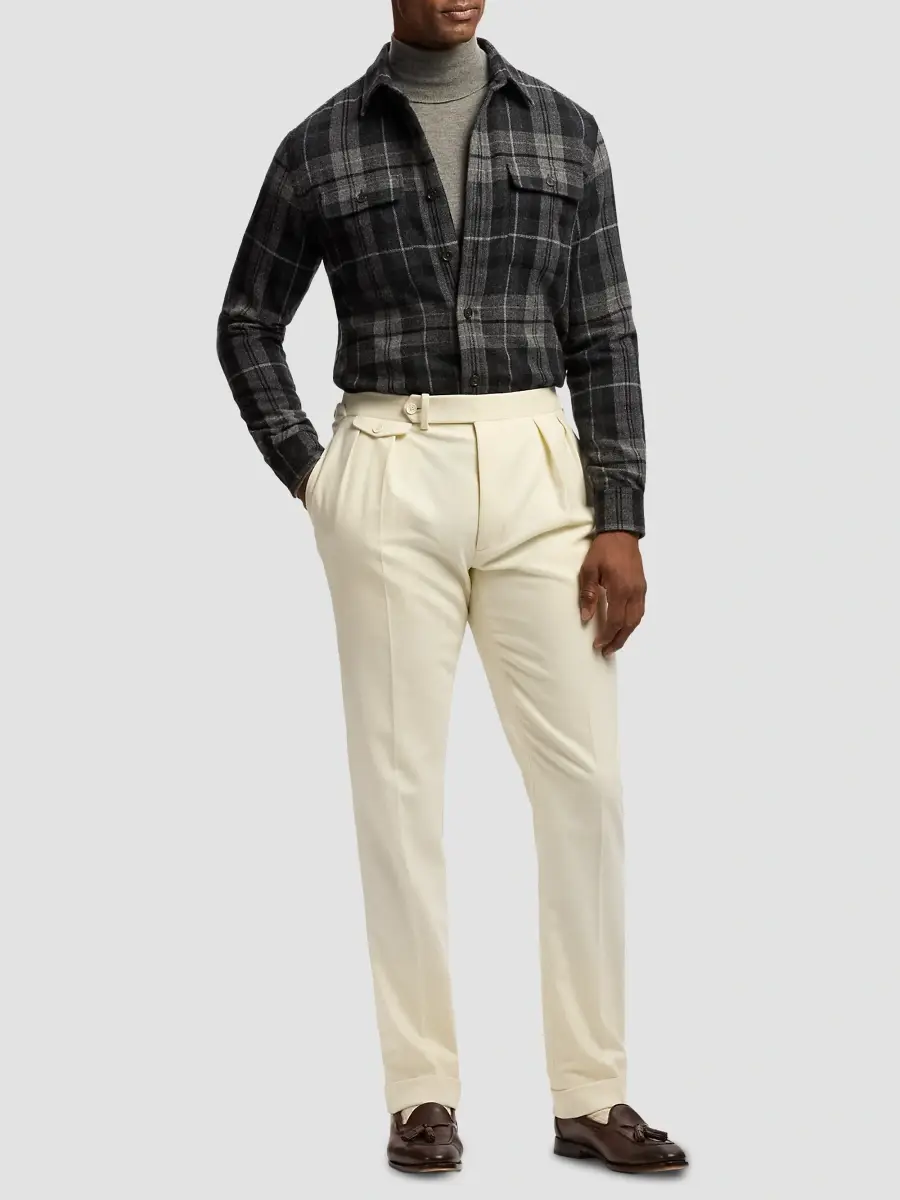 Polo Ralph Lauren Men's Plaid Wool-Cashmere Shirt | Thumbnail 2 Polo Ralph Lauren Men's Plaid Wool-Cashmere Shirt | Thumbnail 2