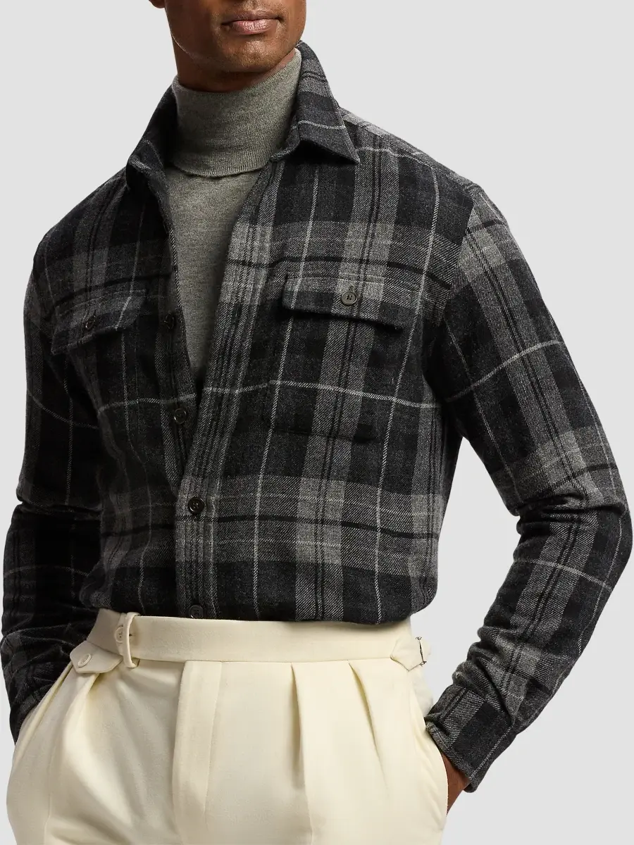 Polo Ralph Lauren Men's Plaid Wool-Cashmere Shirt | Thumbnail 6 Polo Ralph Lauren Men's Plaid Wool-Cashmere Shirt | Thumbnail 6
