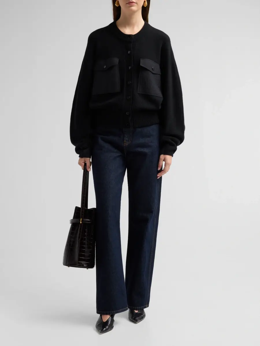 Frame Women's Contrast Rib-Knit Cashmere Cardigan | Thumbnail 2