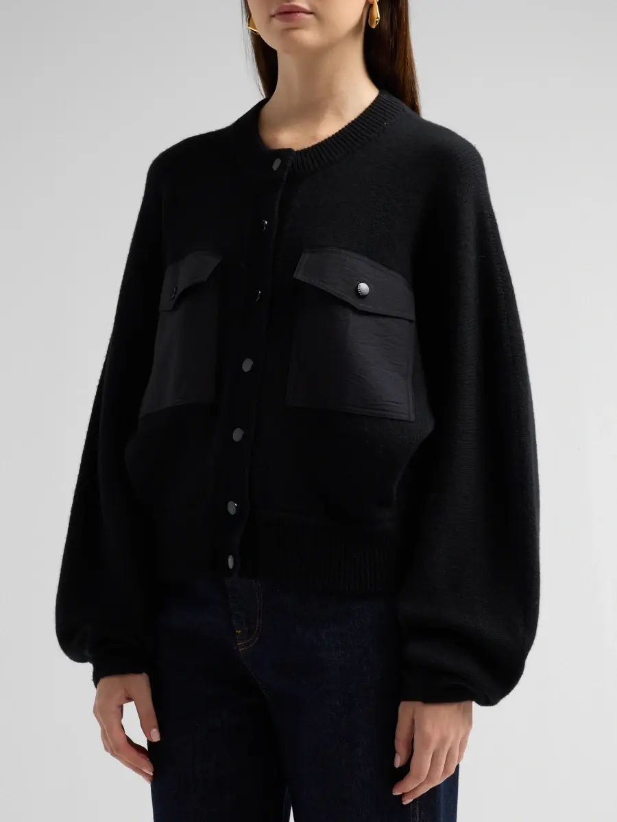 Frame Women's Contrast Rib-Knit Cashmere Cardigan | Thumbnail 4