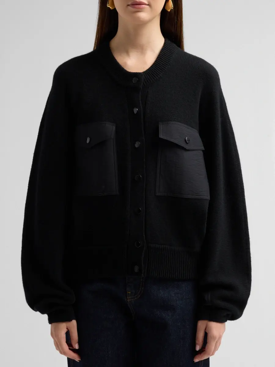 Frame Women's Contrast Rib-Knit Cashmere Cardigan | Thumbnail 5