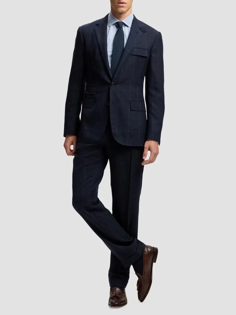 Ralph Lauren Purple Label Men's Gregory Glen-Checked Cashmere Straight Trousers | Thumbnail 2 Ralph Lauren Purple Label Men's Gregory Glen-Checked Cashmere Straight Trousers | Thumbnail 2