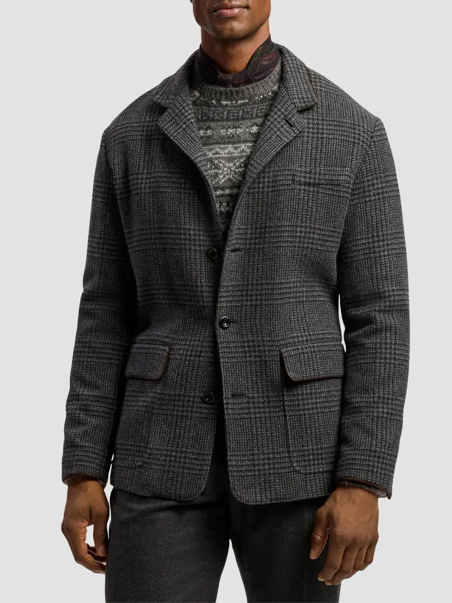 Ralph Lauren Purple Label Men's The Stables Glen Check Wool-Cashmere Jacket | Thumbnail 4