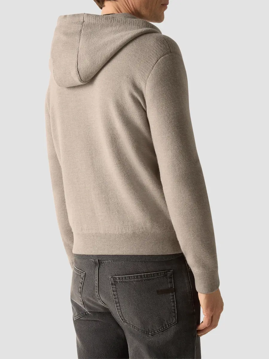 Zegna Men's Cashmere and Cotton Full Zip Hoodie | Thumbnail 3 Zegna Men's Cashmere and Cotton Full Zip Hoodie | Thumbnail 3