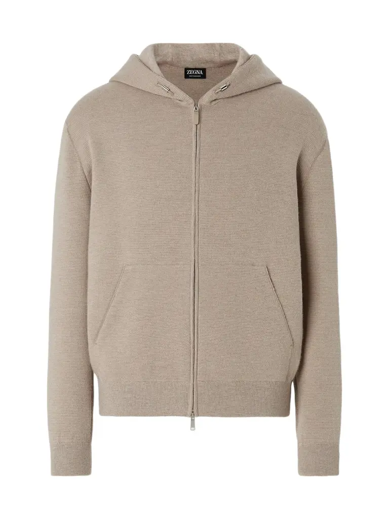 Zegna Men's Cashmere and Cotton Full Zip Hoodie