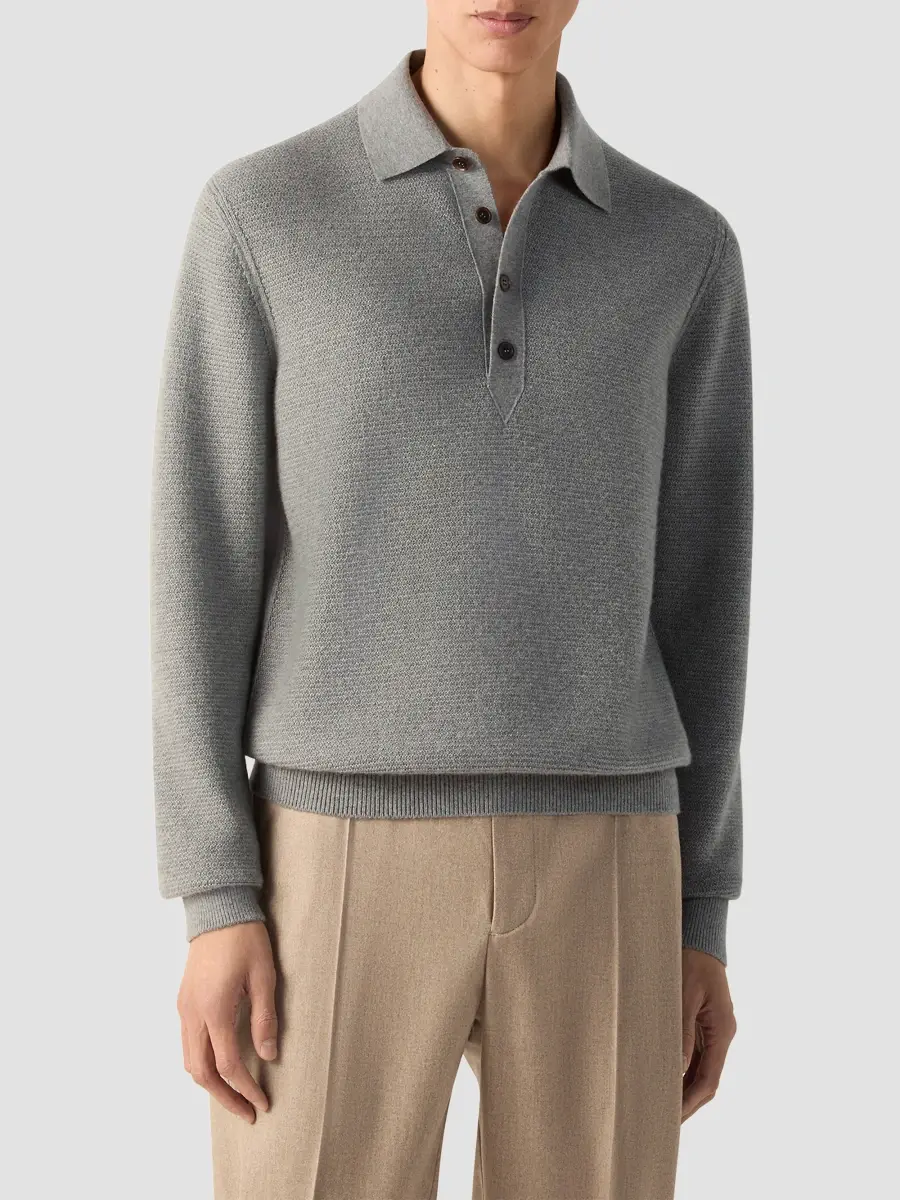 Zegna Men's Oasi Cashmere Polo Shirt | Thumbnail 2 Zegna Men's Oasi Cashmere Polo Shirt | Thumbnail 2