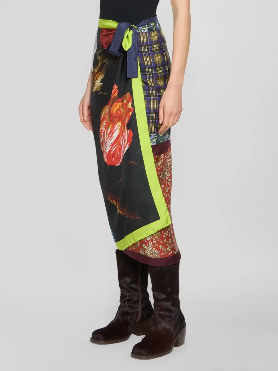 Dries Van Noten Women's Scarfy Patchwork-Print Silk Midi Wrap Skirt | Thumbnail 4 Dries Van Noten Women's Scarfy Patchwork-Print Silk Midi Wrap Skirt | Thumbnail 4