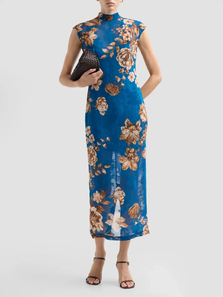 Hemant & Nandita Women's Floral Sheath Midi Dress | Thumbnail 2 Hemant & Nandita Women's Floral Sheath Midi Dress | Thumbnail 2