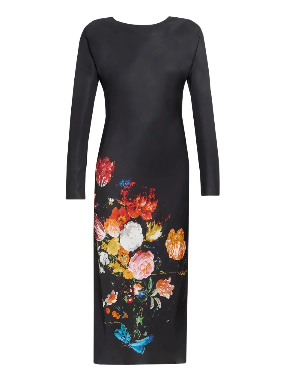 Women's Floral Satin Sheath Midi Dress Women's Floral Satin Sheath Midi Dress