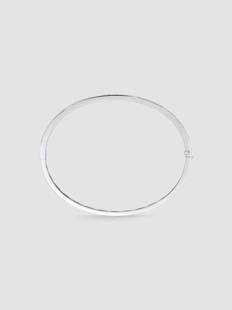 Mémoire Women's Milgrain 18K White Gold & 0.86-0.96 TCW Diamond Bangle | Thumbnail 2